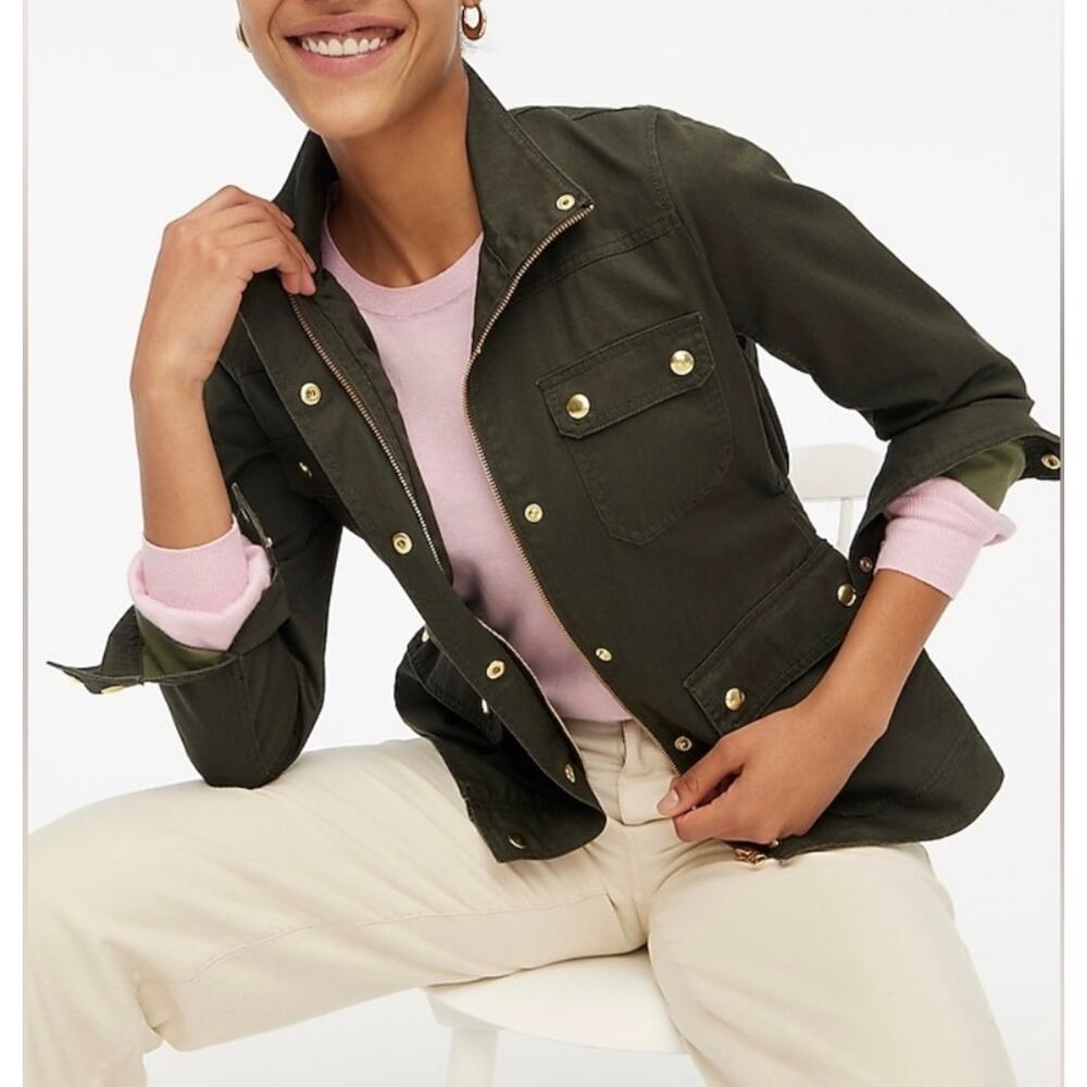 J.Crew Women's Field Mechanic Jacket M Olive Green Utility Military Cargo Coat